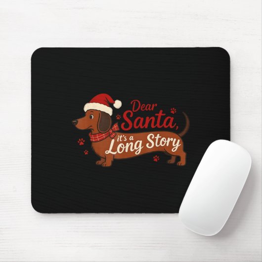 Dachshund Dog Dear Santa It's A Long Story Funny C マウスパッド (マウス)