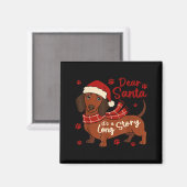 Dachshund Dog Dear Santa It's A Long Story Funny C マグネット (正面/裏面)