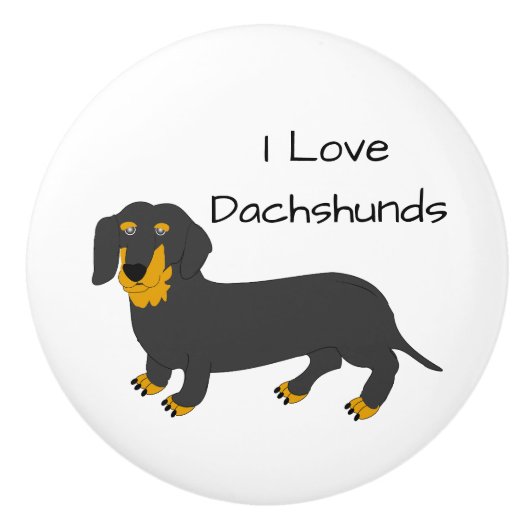 Dachshund Dog Design セラミックノブ (正面)