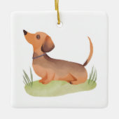 Dachshund Dog | Dog Pet Watercolor セラミックオーナメント (正面)