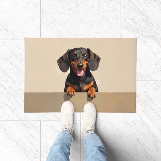 Dachshund Dog Doormat Art ドアマット (室内)