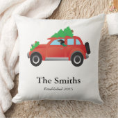 Dachshund Dog Driving Car - Christmas Tree on Top クッション (ブランケット)
