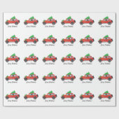 Dachshund Dog Driving Car - Christmas Tree on Top ラッピングペーパー (フラット)