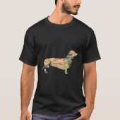 Dachshund Dog Floral Tropical Pattern Silhouette Tシャツ (正面)