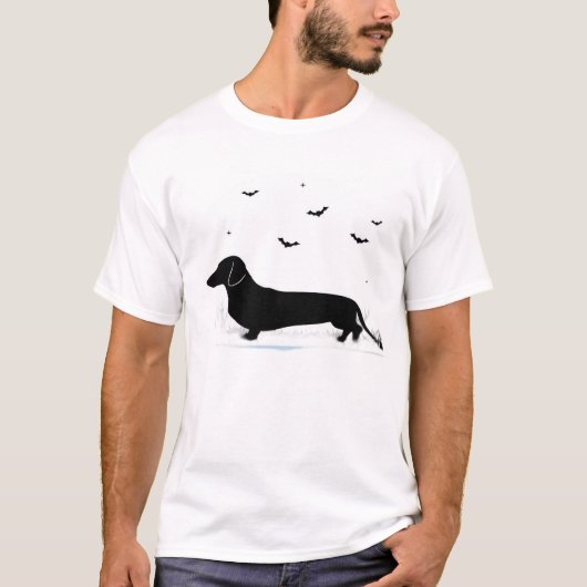 Dachshund Dog � Halloween Moon Silhouette Classic  Tシャツ (正面)