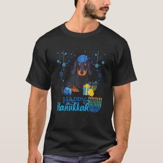 Dachshund Dog Hanukkah Chanukah Menorah Christmas Tシャツ