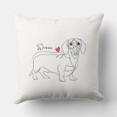 Dachshund Dog Line Art and Heart with Name クッション (裏面)