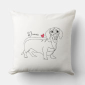 Dachshund Dog Line Art and Heart with Name クッション (正面)