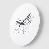 Dachshund Dog Line Art and Heart with Name ラージ壁時計 (傾斜)