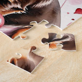 Dachshund Dog Pet Portrait Watercolor Valentine ジグソーパズル (側面)