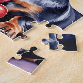 Dachshund Dog Pet Portrait Watercolor Valentine ジグソーパズル (側面)