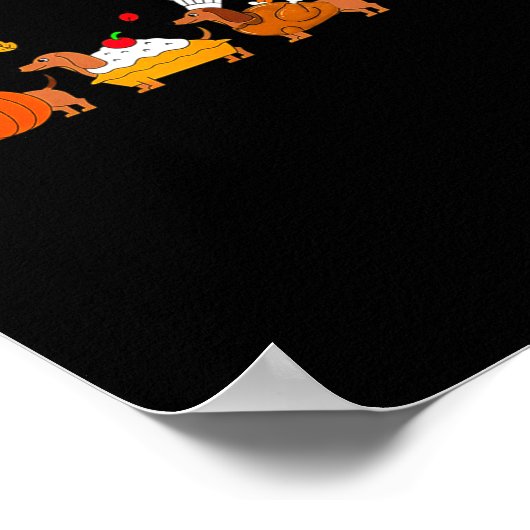 Dachshund Dog Pumpkin E Turkey Thanksgiving ポスター (角)