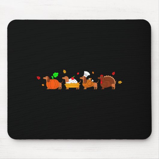 Dachshund Dog Pumpkin E Turkey Thanksgiving  マウスパッド (正面)