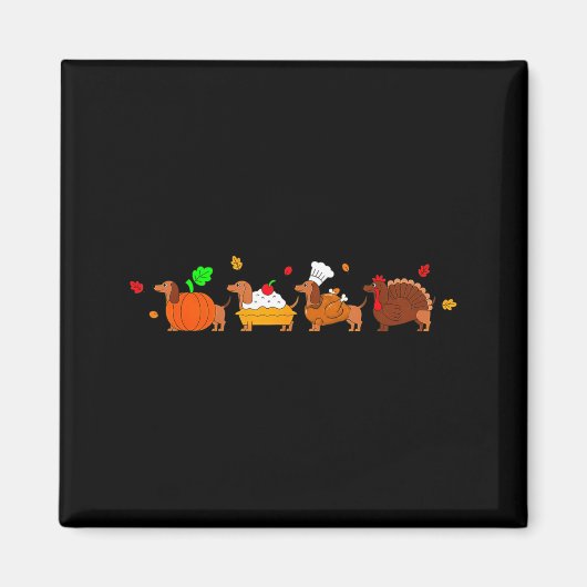 Dachshund Dog Pumpkin E Turkey Thanksgiving  マグネット (正面)