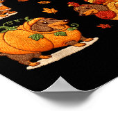 Dachshund Dog Pumpkin E Turkey Thanksgiving Men Wo ポスター (角)
