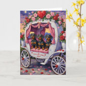 Dachshund Dog Valentine's Day カード (黄色い花)