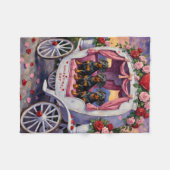 Dachshund Dog Valentine's Day フリースブランケット (正面(横))