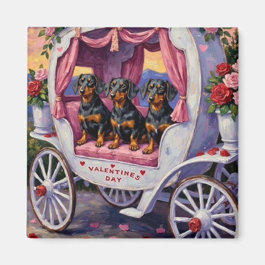 Dachshund Dog Valentine's Day マグネット (正面)
