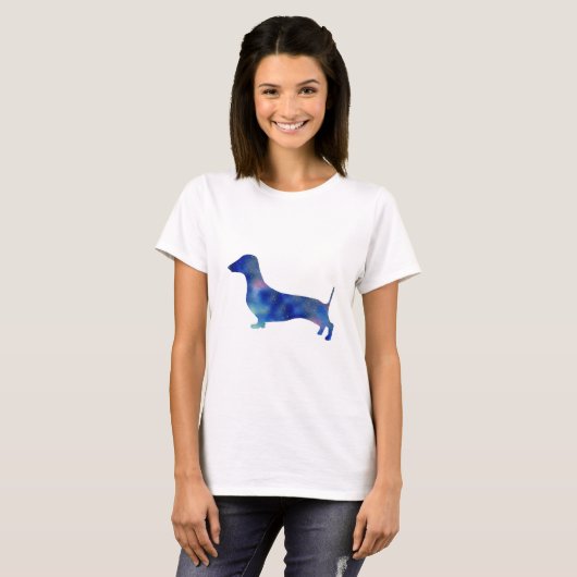 Dachshund Dog Women's Basic T-Shirt，ホワイト Tシャツ (正面フル)