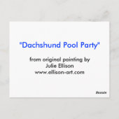 Dachshund Dogsがプールパーティーはがき ポストカード (裏面)