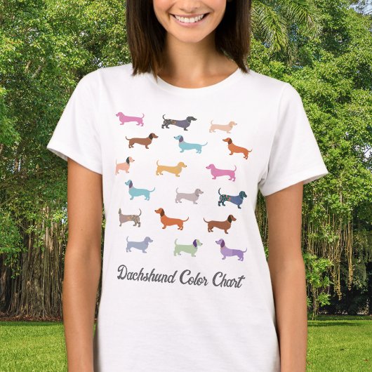 Dachshund Dogsパターンおもしろいカラーチャート Tシャツ