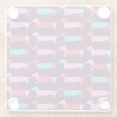 Dachshund Dogs：シームレスかわいいパターン。 ガラスコースター (裏面)