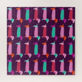 Dachshund Dogs:シームレスかわいいパターン。 ジグソーパズル (横)