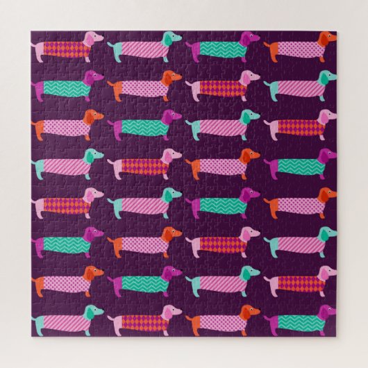 Dachshund Dogs:シームレスかわいいパターン。 ジグソーパズル (縦)