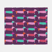 Dachshund Dogs：シームレスかわいいパターン。 フリースブランケット (正面(横))