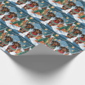 Dachshund Dogs Christmas Snow Holiday ラッピングペーパー (角)