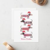 Dachshund Dogs in Christmas Hatsホリデー ノートカード (正面/裏面インサイチュ)