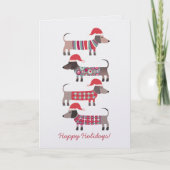 Dachshund Dogs in Santa Hats Christmas  ノートカード (正面)