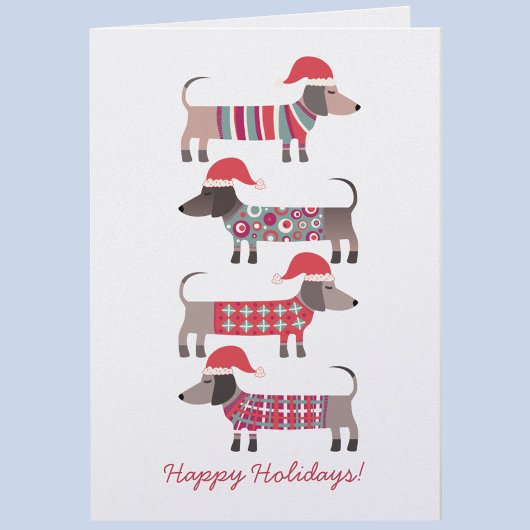 Dachshund Dogs in Santa Hats Christmas  ノートカード