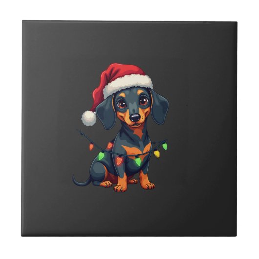 Dachshund Dogs Tree Christmas Sweater Xmas Gifts F タイル (正面)