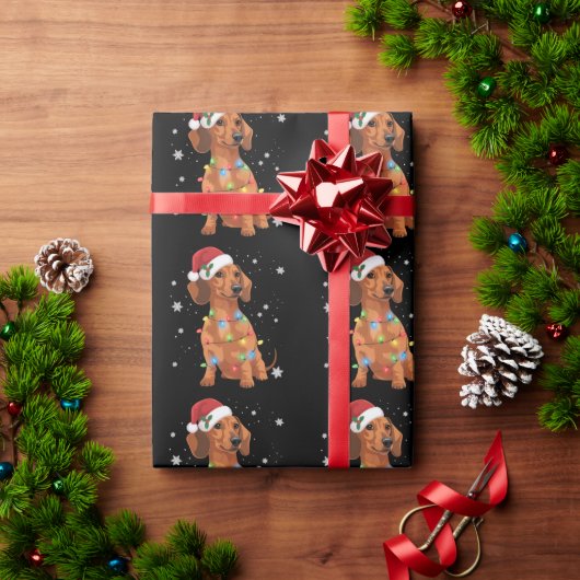 Dachshund Dogs Tree Christmas Xmas Pet Dog  ラッピングペーパー (クリスマスギフト)