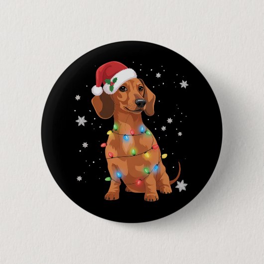 Dachshund Dogs Tree Christmas Xmas Pet Dog  缶バッジ (正面)