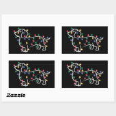 Dachshund Dogs Tree Christmas Xmas Pet Dog  長方形シール (シート)