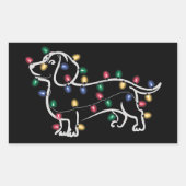 Dachshund Dogs Tree Christmas Xmas Pet Dog  長方形シール (正面)