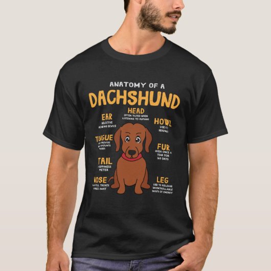 Dachshund Doxie Anatomy  Dog Mum Dad Sweet Tシャツ (正面)