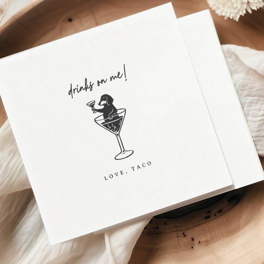 Dachshund Drinks On Me Cocktail Napkins スタンダードカクテルナプキン