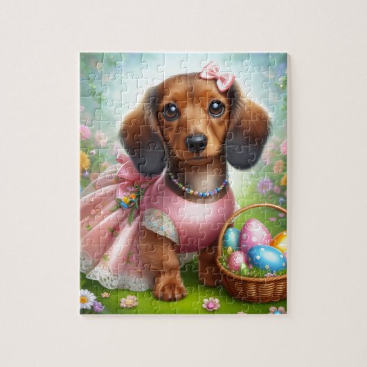 Dachshund Easter ジグソーパズル (縦)