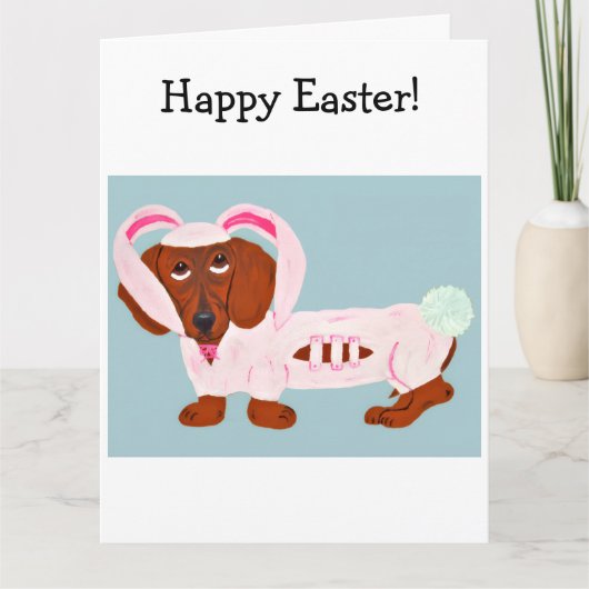Dachshund Easter Bunny カード (正面)