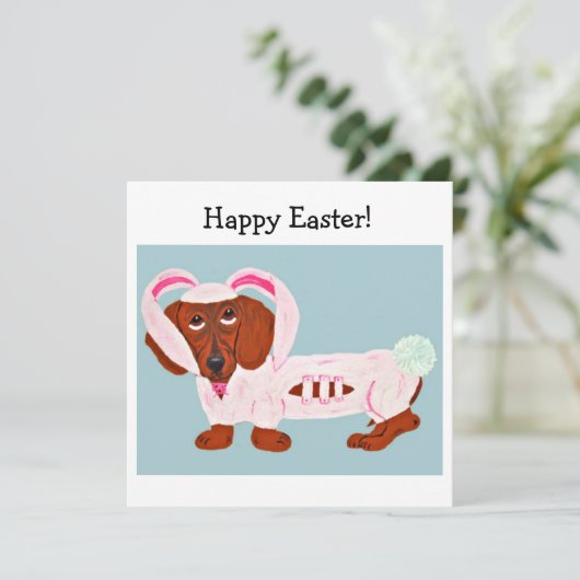 Dachshund Easter Bunny カード (スタンド正面)