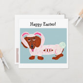 Dachshund Easter Bunny カード (正面/裏面インサイチュ)