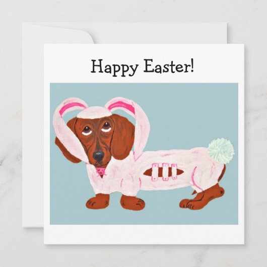 Dachshund Easter Bunny カード (正面)