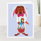 Dachshund Easter Bunny カード (正面)