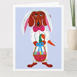 Dachshund Easter Bunny カード