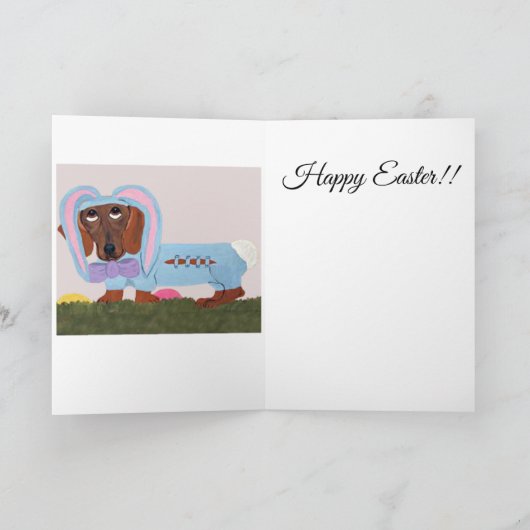 Dachshund Easter Bunny シーズンカード (内部)