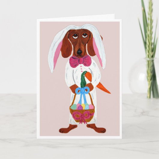 Dachshund Easter Bunny シーズンカード (正面)