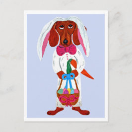 Dachshund Easter Bunny ポストカード